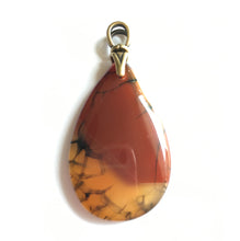 Load image into Gallery viewer, Carnelian Pendant with Brass Plated Pewter Bail in Art Deco motif