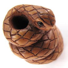 Load image into Gallery viewer, Coiled Snake Ojime Bead hand Carved Boxwood Ojime Bead