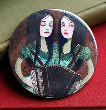 Load image into Gallery viewer, Accordion Twins Pocket Mirror - Contemplating a Solo Career