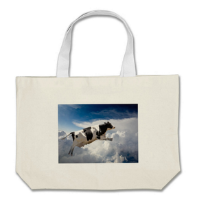 Cow Jumped Over the Moon Jumbo Cotton Tote Bag