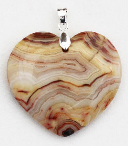 Mexican Crazy Lace Agate Pendant Heart