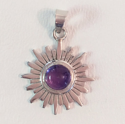 Crown Chakra Pendant in Sterling Silver with Amethyst Gemstone