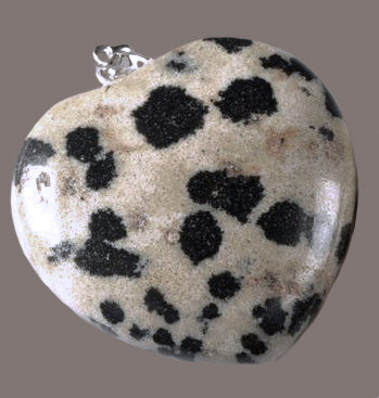Dalmatian Jasper Pendant in puffy heart shape - also known as Dalmatian