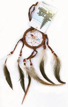 Load image into Gallery viewer, Dreamcatcher of Suede with Gemstone Beads and Feathers Smaller Size