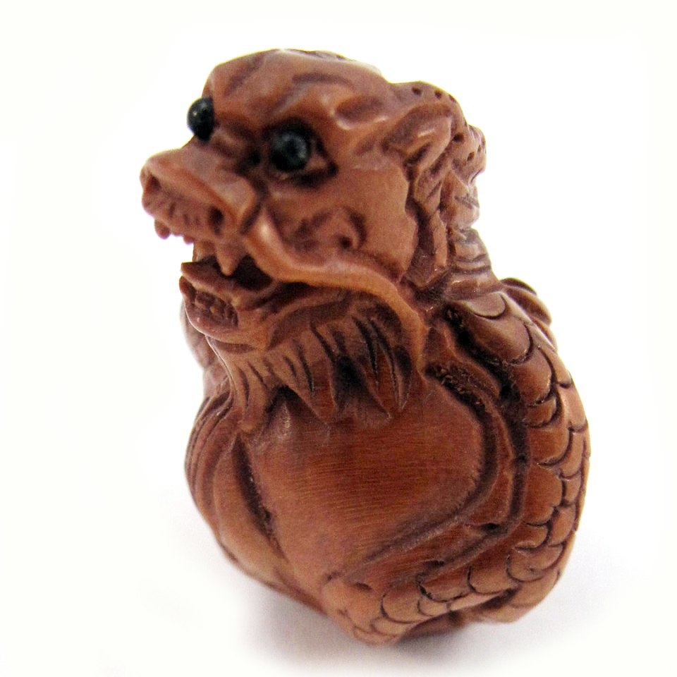 Dragon Bead Ojime Bead - Dragon with Ball