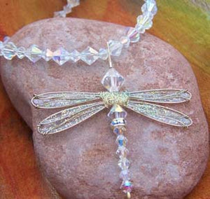 Dragonfly Pendant with Swarovski Iridescent Crystals