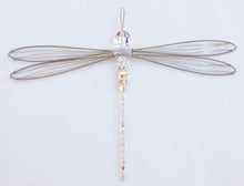 Load image into Gallery viewer, Dragonfly Mobile Iridescent Swarovski Crystal Suncatcher in Medium Size