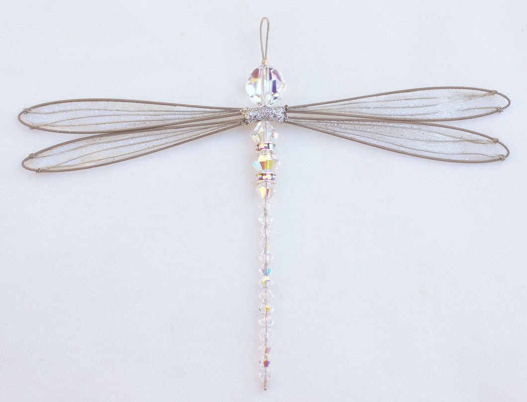 Dragonfly Mobile Iridescent Swarovski Crystal Suncatcher in Medium Size
