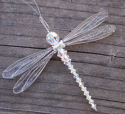 Dragonfly Mobile Purple Swarovski Crystal Suncatcher in Large Size