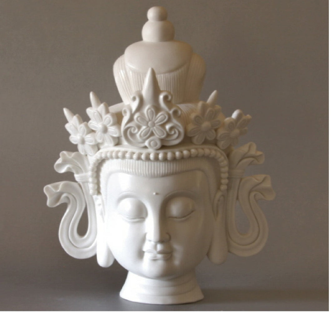 Manjushri Head in Blanc de Chine Porcelain