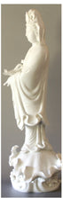 Load image into Gallery viewer, Kwan Yin statue standing with ceremonial scepter blanc de Chine figurine