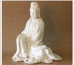 Kwan Yin Porcelain Statue Thinking Pose