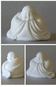 Laughing Buddha Figurine with Dimples Blanc de Chine Porcelain