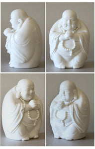 Smiling Buddha Statue White Porcelain Figurine