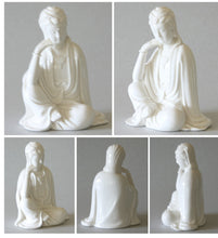 Load image into Gallery viewer, Kwan Yin Statue Seated Resting her Head Blanc de Chine Figurine