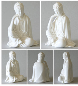 Kwan Yin Statue Seated Resting her Head Blanc de Chine Figurine