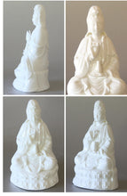 Load image into Gallery viewer, Kwan Yin Porcelain Statue Seated Holding a Crystal