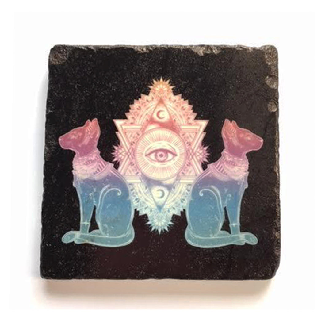 Egyptian Cats Stone Coaster