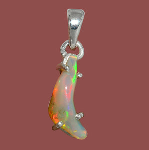 Ethiopian Opal Pendant Crescent Shape