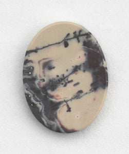 Exotica Porcelain Jasper Cabochon - satiny smooth flat oval 31 by 41 mm