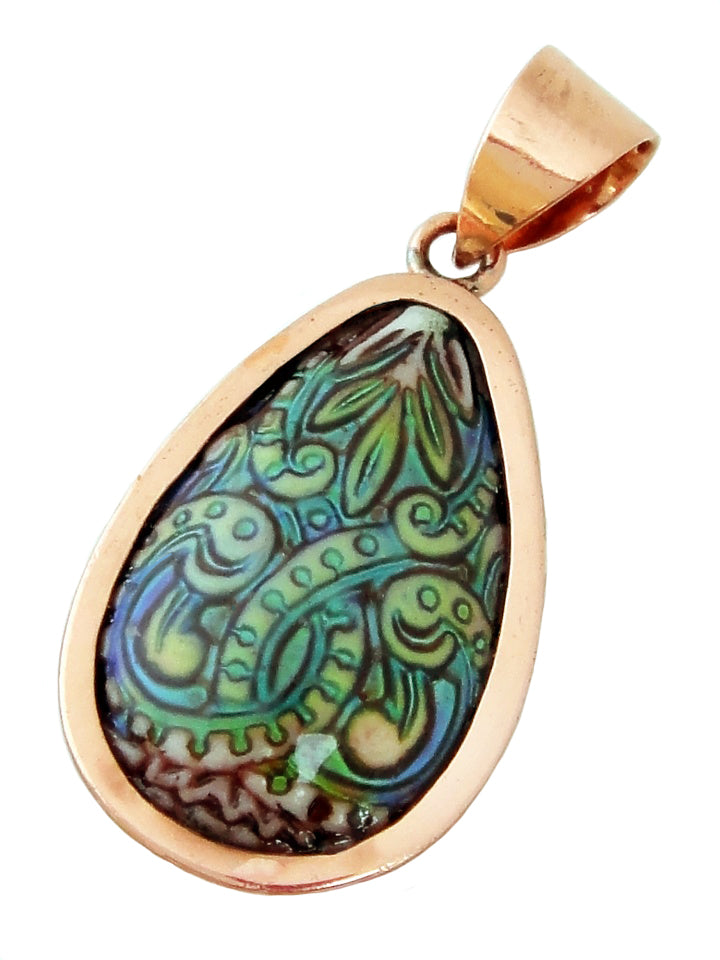 Mirage Hand-Made Copper Pendant Bead in Fancy Flame Design