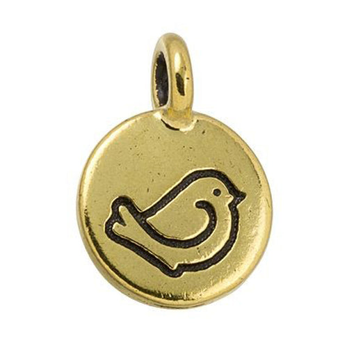 Fat Bird Gold Plated Pewter Charm with Antique Finish