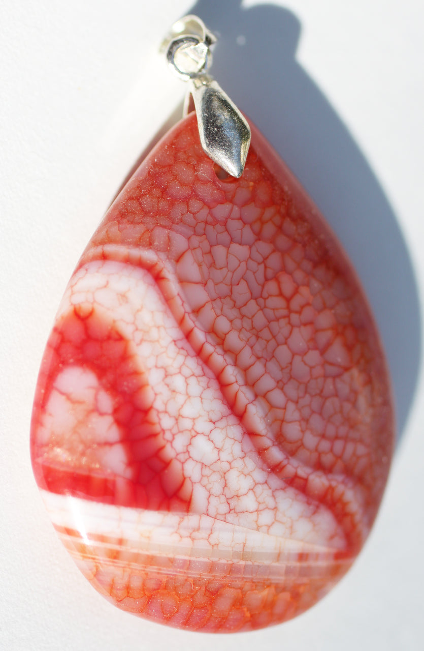 Dragon Veins Agate Pendant in a large pear shape