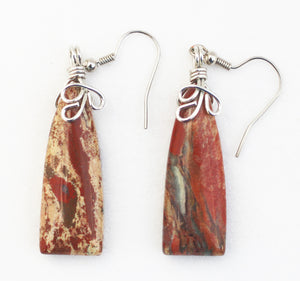 Flame Agate Earrings in Vase-Shape