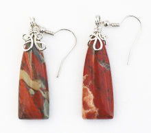 Load image into Gallery viewer, Flame Agate Earrings in Vase-Shape
