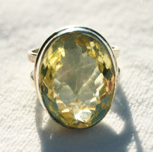 Load image into Gallery viewer, Lemon Topaz Ring Natural Faceted Oval in Sterling Silver Contemporary Setting Ring Size 5.25
