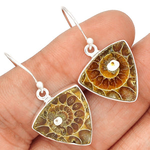 Ammonite Earrings Silver Sacred Geometry
