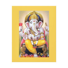 Load image into Gallery viewer, Lord Ganesh Illustration with Yellow Border 11 by 14 Canvas Print Giclee
