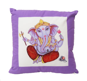 Lavender Lord Ganesh Pillow 16 inch Cotton Cover
