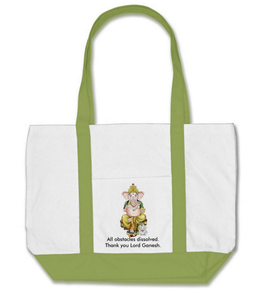 Lord Ganesh Cotton Tote with Melon Green