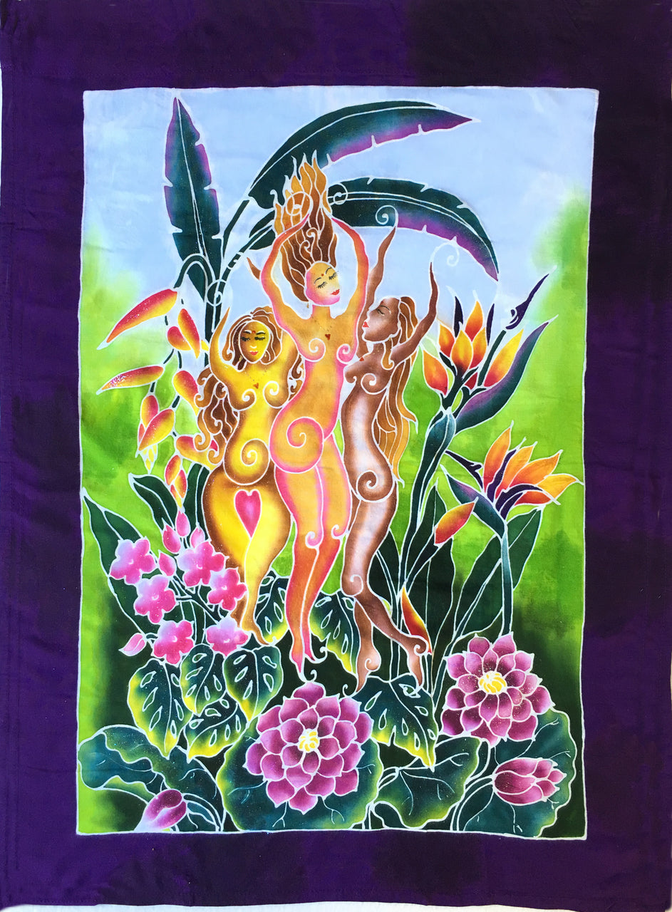 Garden Goddesses Balinese Batik Rayon Banner