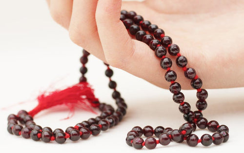Garnet Knotted 108 Natural Hand Carved 4.5mm Bead Mala