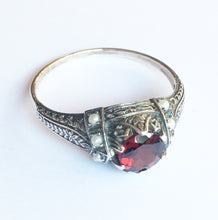 Load image into Gallery viewer, Pearls Circling Garnet Ring size 8
