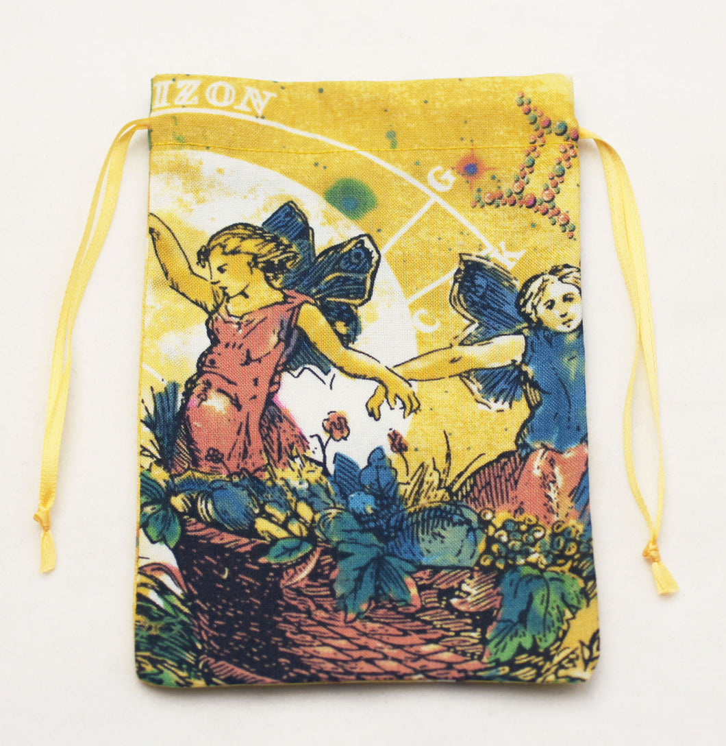 Gemini Zodiac Sign Cotton Drawstring Bag for Your Tarot Deck