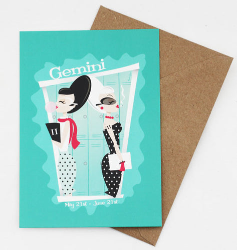 Gemini Space-Age Jetson's Style Zodiac Post Card