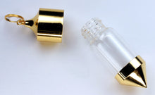 Load image into Gallery viewer, Glass Bottle Pendulum or Message in a Bottle Pendant in Gold Tone