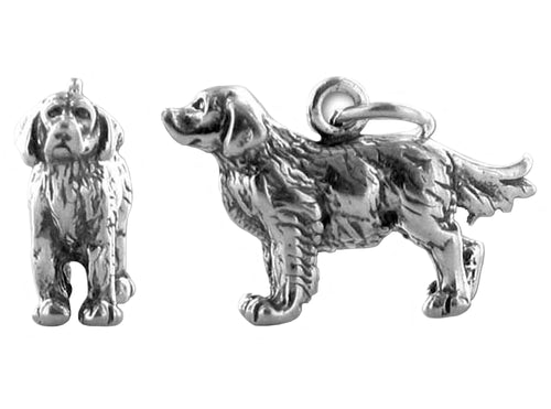 Golden Retriever Charm of Solid Sterling Silver