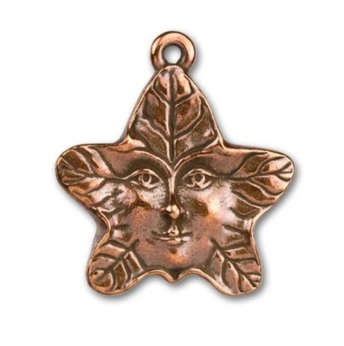 The Green Man Charm in Brass by TierraCast