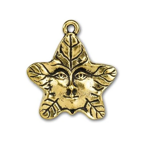 The Green Man Charm in Gold by TierraCast