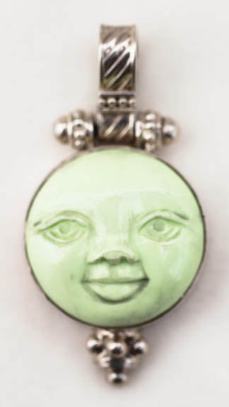 Moon Face Pendant in Sterling Silver Balinese