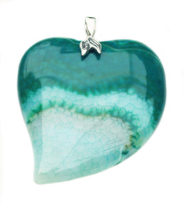 Dragon Veins Agate Pendant in Green and Aqua