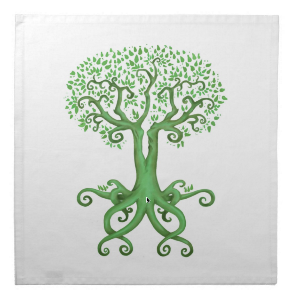 Tree of Life and Love Cotton Tarot Cloth in Green
