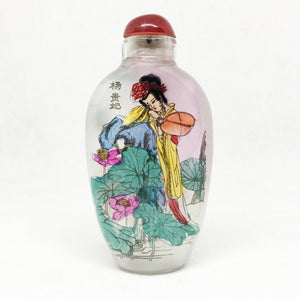 Heian Woman at Ornate Table Glass Snuff Bottle Ornament