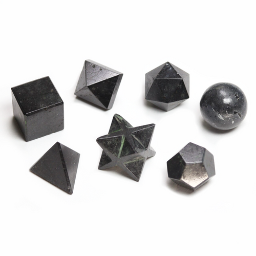 Hematite set of Platonic Solids Sacred Geometry