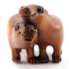 Load image into Gallery viewer, Hippo Bead Hippos in Love Ojime Bead