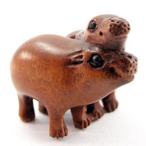 Hippo Bead Hippos in Love Ojime Bead